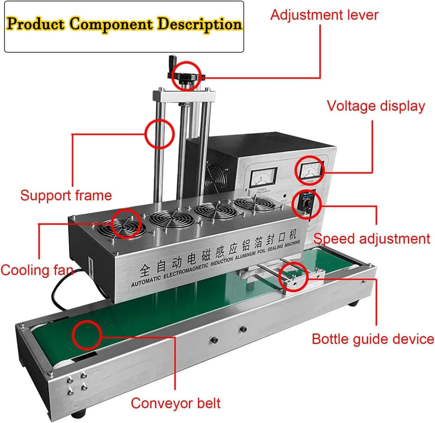2200w Automatic Aluminum Foil Sealing Machine,Electromagnetic Induction Band Bag Sealer,Continuous Sealing Machine,Plastic Bottle Cap Sealer(85mm)