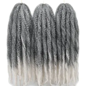 24 Inch Marley Hair Marley Twist Braiding Hair for Faux Locs for Butterfly Locs Long Afro Kinky Cuban Twist Crochet hair for Black Woman Grey Color (T1B/Silver, 3Packs-24 Inch)