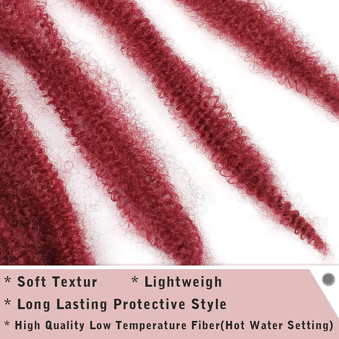 24 Inch Pre-Separated Springy Afro Twist Hair 8 Packs Wine Red Spring Twist For Butterfly Soft Locs Crochet Braiding For Women Marley Twist Crochet Braids Hair Extension (8 Strands/Pack,BUG#)
