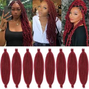 24 Inch Pre-Separated Springy Afro Twist Hair 8 Packs Wine Red Spring Twist For Butterfly Soft Locs Crochet Braiding For Women Marley Twist Crochet Braids Hair Extension (8 Strands/Pack,BUG#)