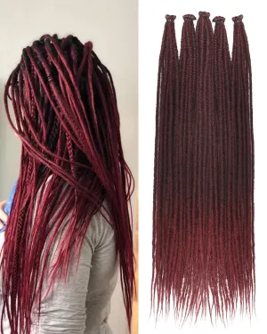 24 Inches Single Ended Dreadlock Extensions for Women(0.6 cm Width 50 Strands-Ombre Burgundy),Faux Locs Crochet Hair,Soft Synthetic Loc Extensions(24"-5 Packs,1B/Bug)