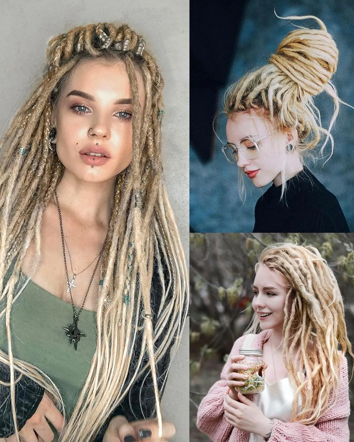 24 Inches Single Ended Dreadlock Extensions for Women(0.6 cm Width 50 Strands-Ombre Burgundy),Faux Locs Crochet Hair,Soft Synthetic Loc Extensions(24"-5 Packs,1B/Bug)