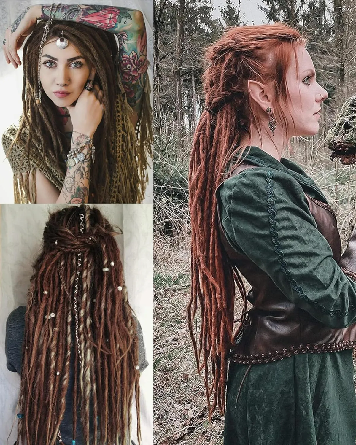 24 Inches Single Ended Dreadlock Extensions for Women(0.6 cm Width 50 Strands-Ombre Burgundy),Faux Locs Crochet Hair,Soft Synthetic Loc Extensions(24"-5 Packs,1B/Bug)