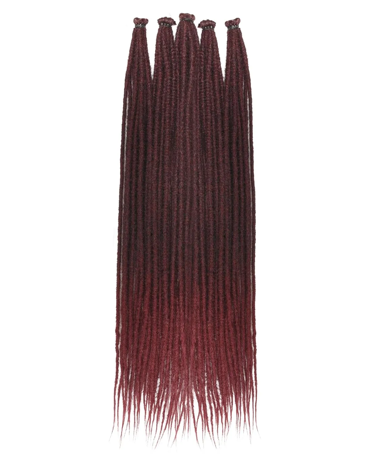 24 Inches Single Ended Dreadlock Extensions for Women(0.6 cm Width 50 Strands-Ombre Burgundy),Faux Locs Crochet Hair,Soft Synthetic Loc Extensions(24"-5 Packs,1B/Bug)