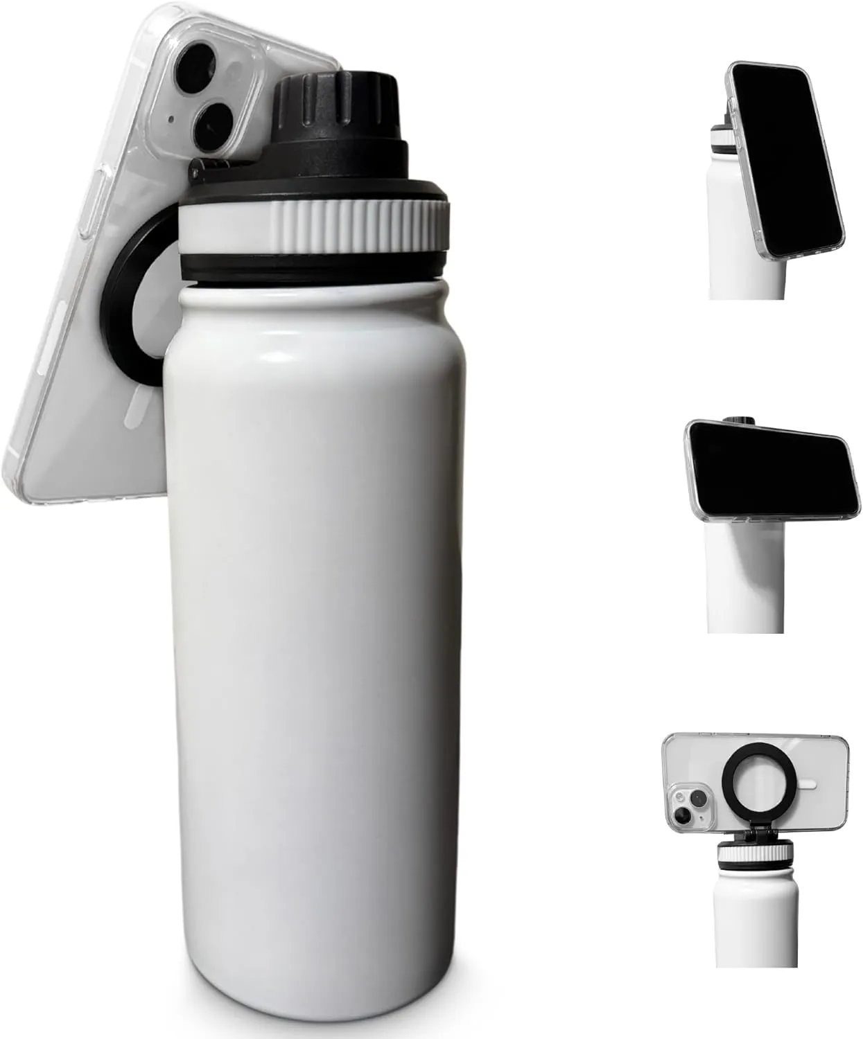 24 oz Water Bottle Compatible with MagSafe Phone Mount for iPhone, Magnetic Phone Holder - Insulated Stainless Steel - For Gym, Outdoor, Travel - Stays Cold Sports Water Bottle