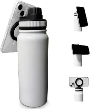 24 oz Water Bottle Compatible with MagSafe Phone Mount for iPhone, Magnetic Phone Holder - Insulated Stainless Steel - For Gym, Outdoor, Travel - Stays Cold Sports Water Bottle