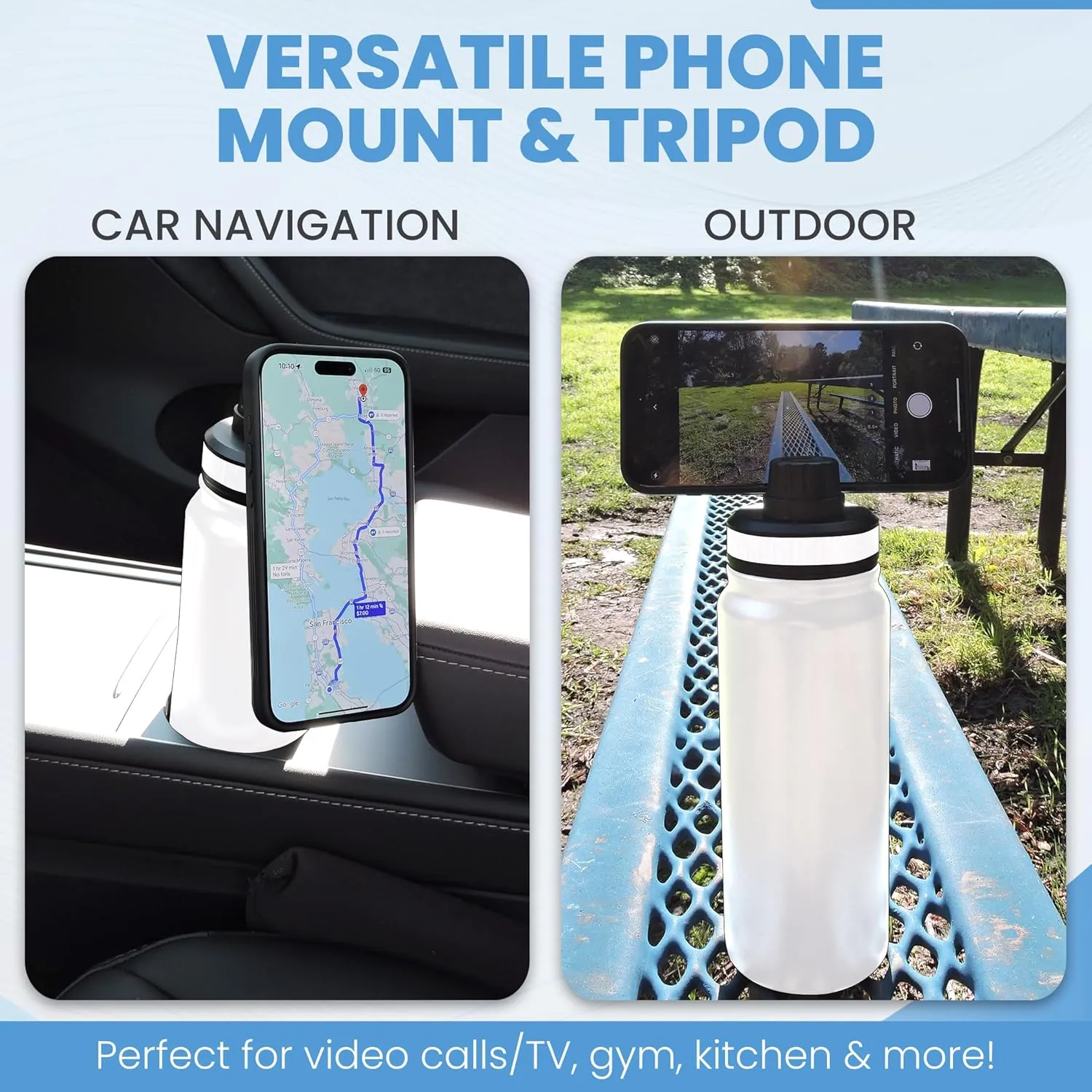 24 oz Water Bottle Compatible with MagSafe Phone Mount for iPhone, Magnetic Phone Holder - Insulated Stainless Steel - For Gym, Outdoor, Travel - Stays Cold Sports Water Bottle