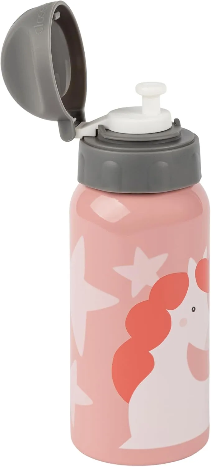 25381 Stainless Steel Drinking Bottle Unicorn 400 ml Recommended for Children from 1 Year Old, Robust, Leak-Proof, Shatterproof