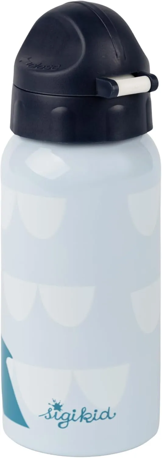 25383 Stainless Steel Whale Drinking Bottle, 400 ml, Recommended for Children from 1 Year, Robust, Leak-Proof, Shatterproof