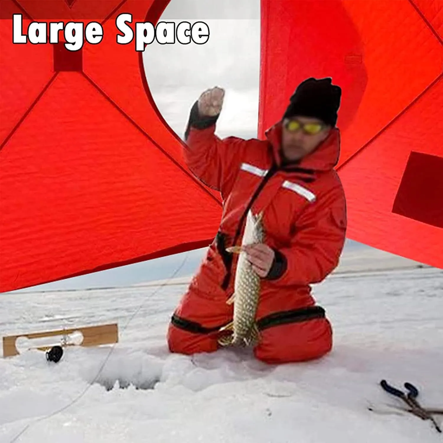 3-4 Person Portable Ice Fishing Shelter Easy Set-up Winter Fishing Tent Ice Fishing Tent Waterproof & Windproof with Carry Bag Fishing Equipment Outdoors