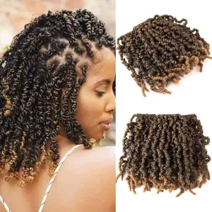 3 Packs Short Curly Spring Pre-twisted Braids Synthetic Crochet Hair Extensions 10 inch 15 strands/pack Ombre Braids Fiber Fluffy Braiding Hair Bulk (10“, T1B/27#)