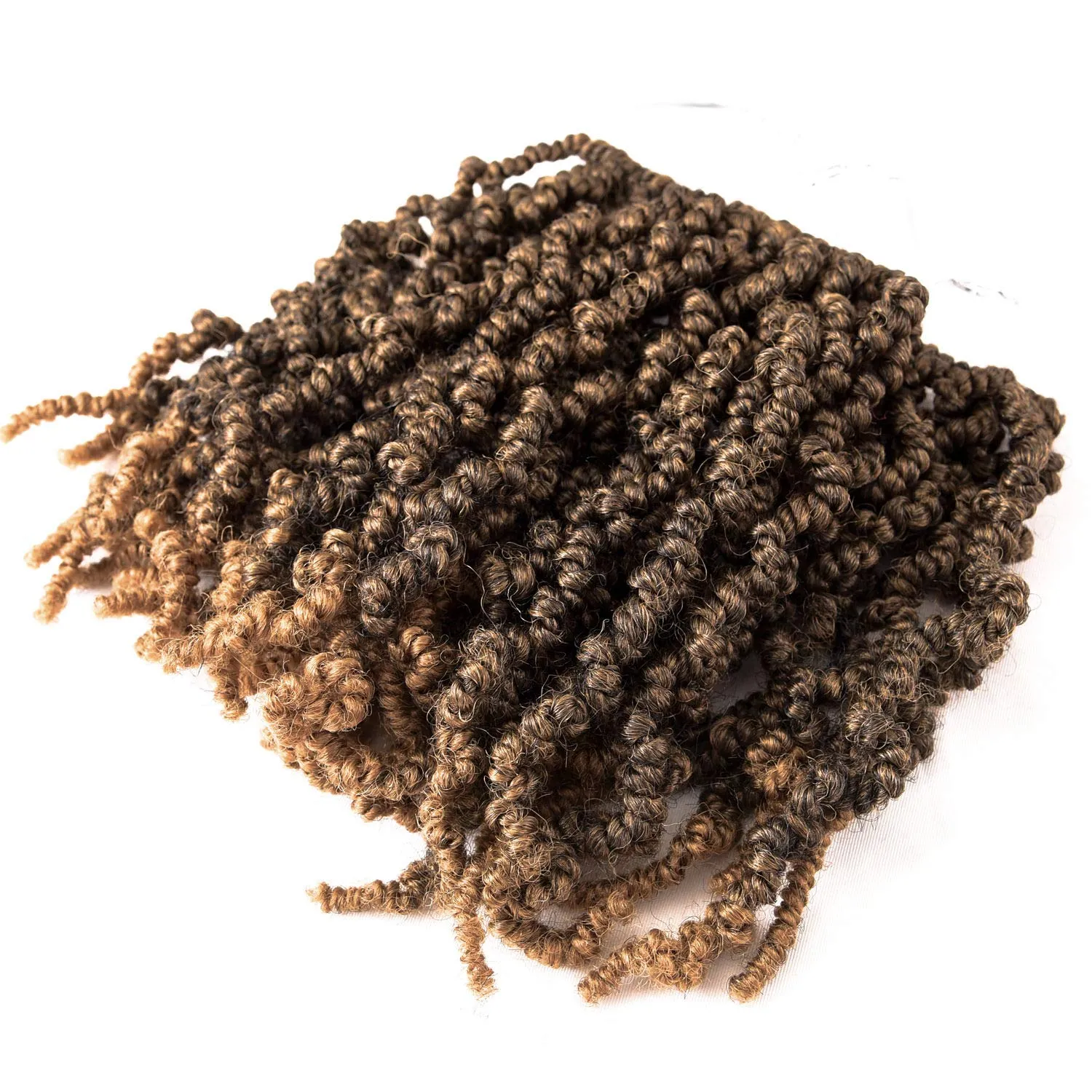 3 Packs Short Curly Spring Pre-twisted Braids Synthetic Crochet Hair Extensions 10 inch 15 strands/pack Ombre Braids Fiber Fluffy Braiding Hair Bulk (10“, T1B/27#)