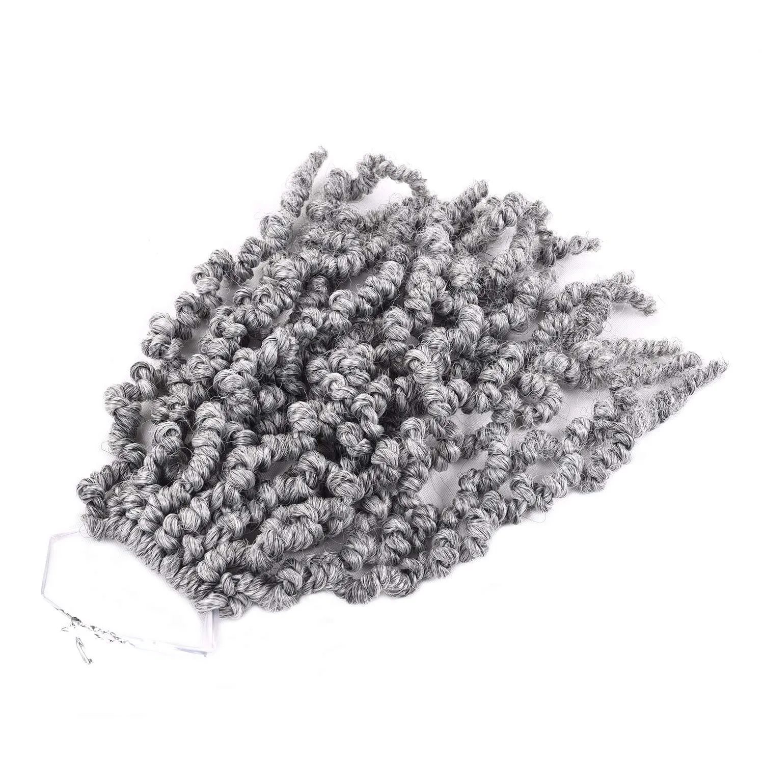 3 Packs Short Grey Pre-twisted Spring Braids Synthetic Crochet Hair Extensions 10 inch 15 strands/pack Ombre Crochet Twist Braids Curly Twist Braiding Hair Bulk (10“ Pre-twisted (pack of 3), Grey#)