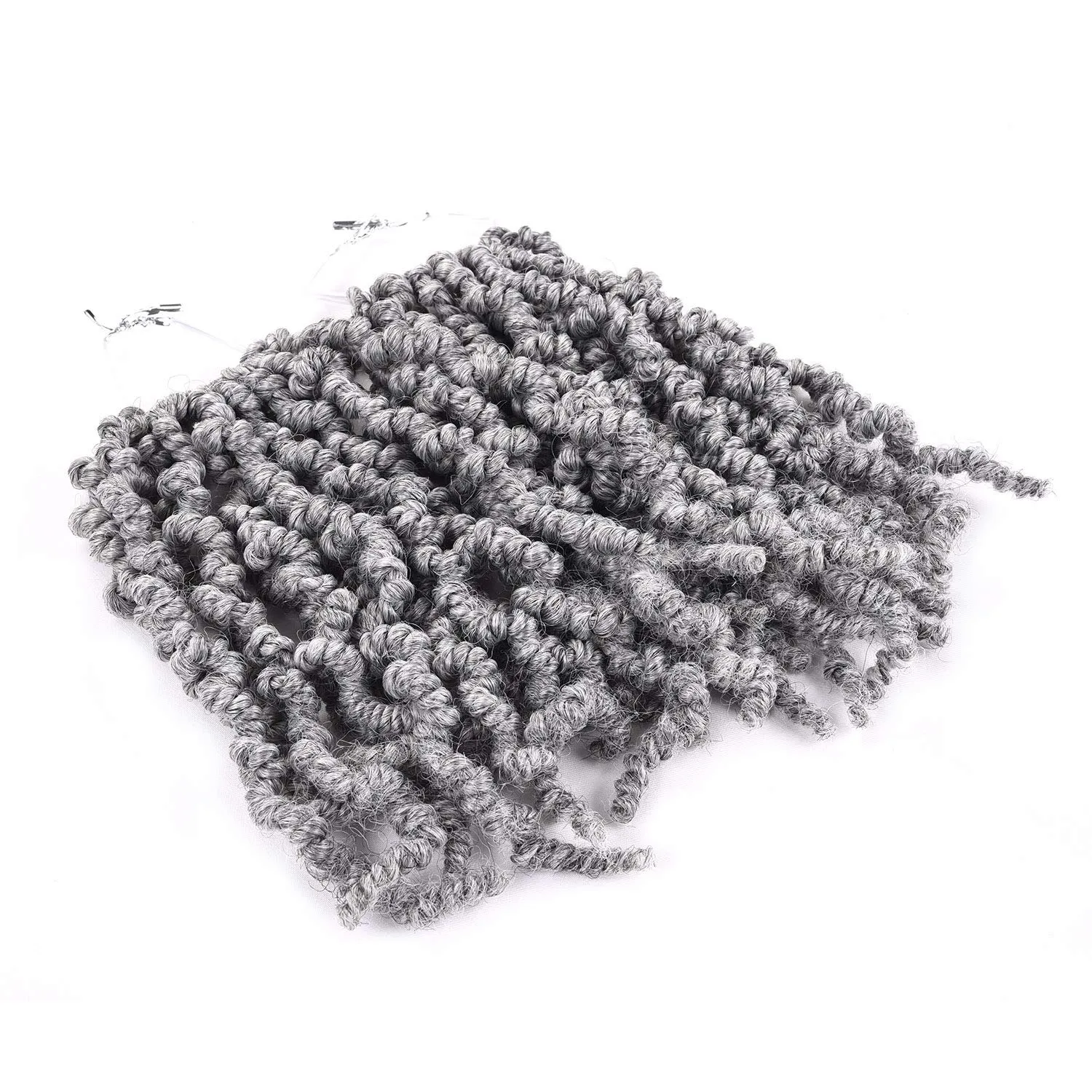 3 Packs Short Grey Pre-twisted Spring Braids Synthetic Crochet Hair Extensions 10 inch 15 strands/pack Ombre Crochet Twist Braids Curly Twist Braiding Hair Bulk (10“ Pre-twisted (pack of 3), Grey#)