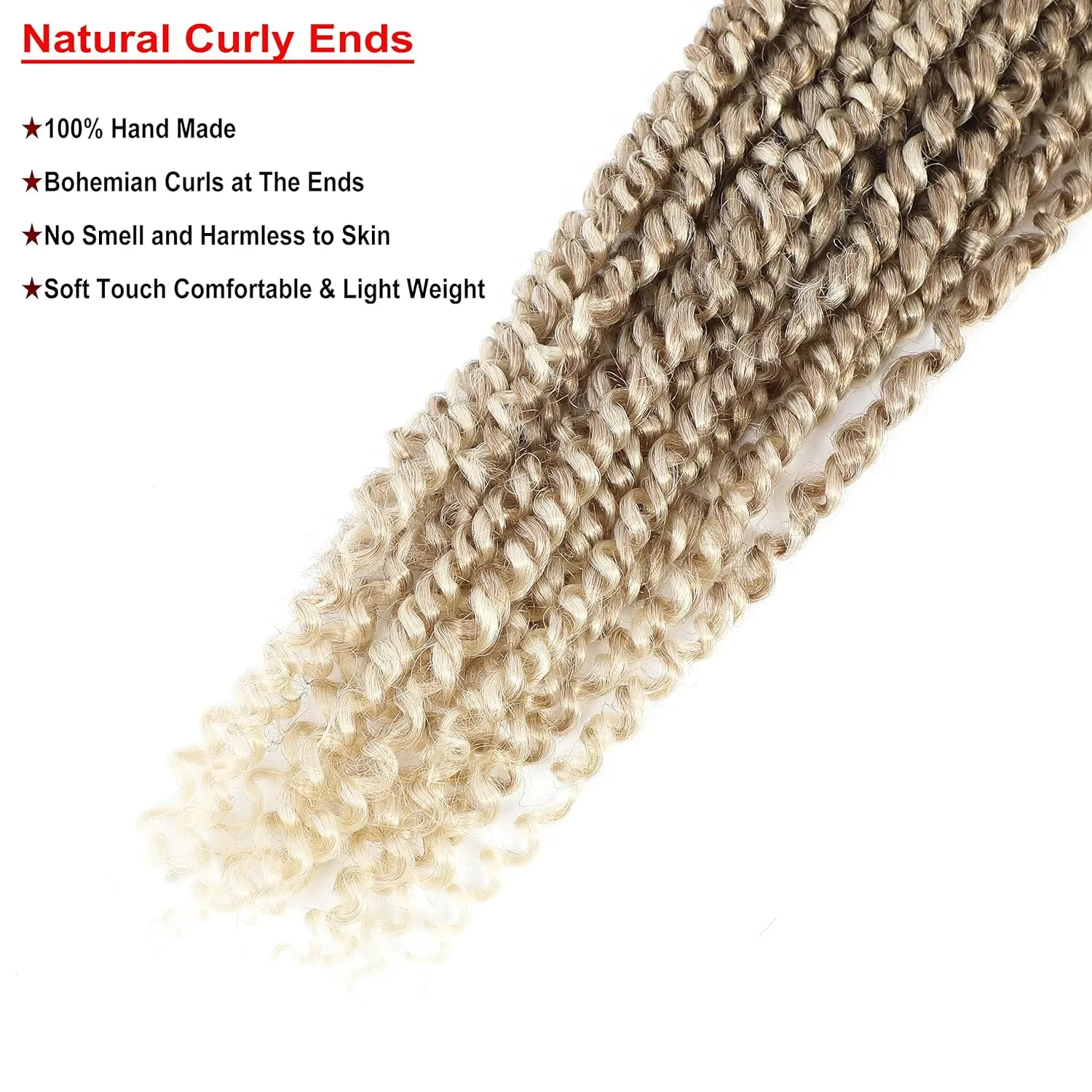 30 inch Passion Twist Blonde Ombre Pre Twisted Crochet Hair 6Packs，27/613 Honey Blonde Passion Twists Braiding Hair Water Wave Pre Looped Passion Twists Braids for Black Women (27/613,30inch,6packs)
