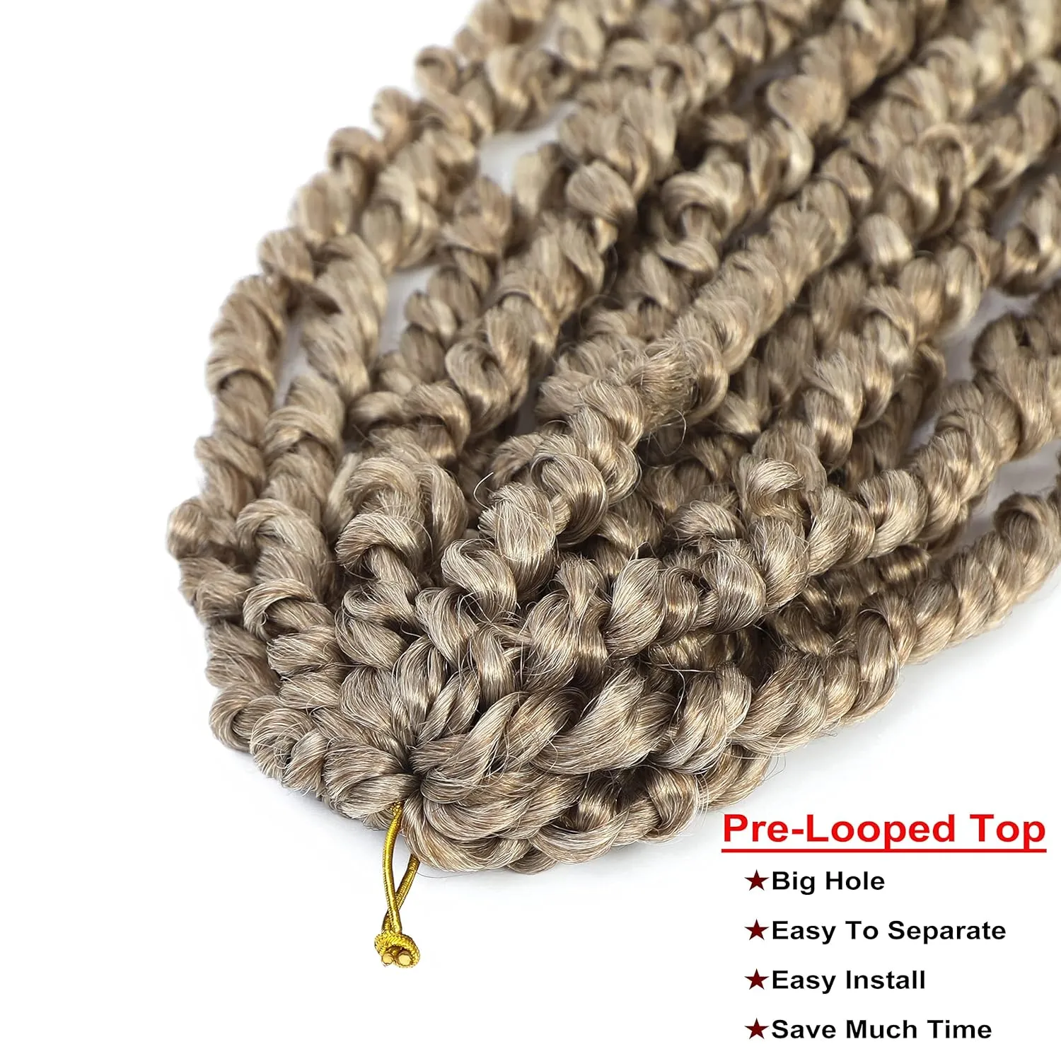 30 inch Passion Twist Blonde Ombre Pre Twisted Crochet Hair 6Packs，27/613 Honey Blonde Passion Twists Braiding Hair Water Wave Pre Looped Passion Twists Braids for Black Women (27/613,30inch,6packs)