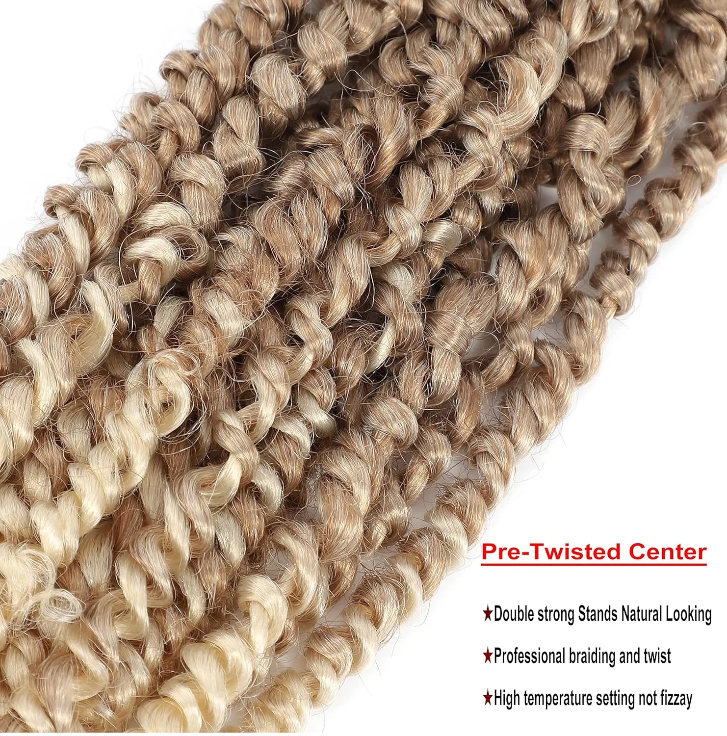 30 inch Passion Twist Blonde Ombre Pre Twisted Crochet Hair 6Packs，27/613 Honey Blonde Passion Twists Braiding Hair Water Wave Pre Looped Passion Twists Braids for Black Women (27/613,30inch,6packs)
