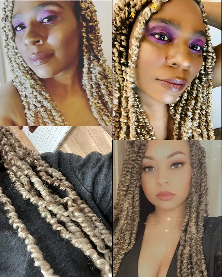 30 inch Passion Twist Blonde Ombre Pre Twisted Crochet Hair 6Packs，27/613 Honey Blonde Passion Twists Braiding Hair Water Wave Pre Looped Passion Twists Braids for Black Women (27/613,30inch,6packs)