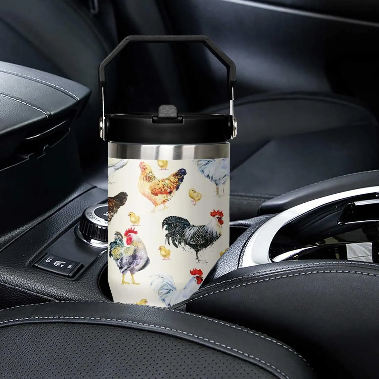 30 oz Flip tumbler with handle,30 oz Chicken Tumbler with lid and Straw,Chicken Stainless Steel Cup Coffee Travel Mug,Chicken Gifts for Chicken Lovers,Rooster Stuff Decor Accessories