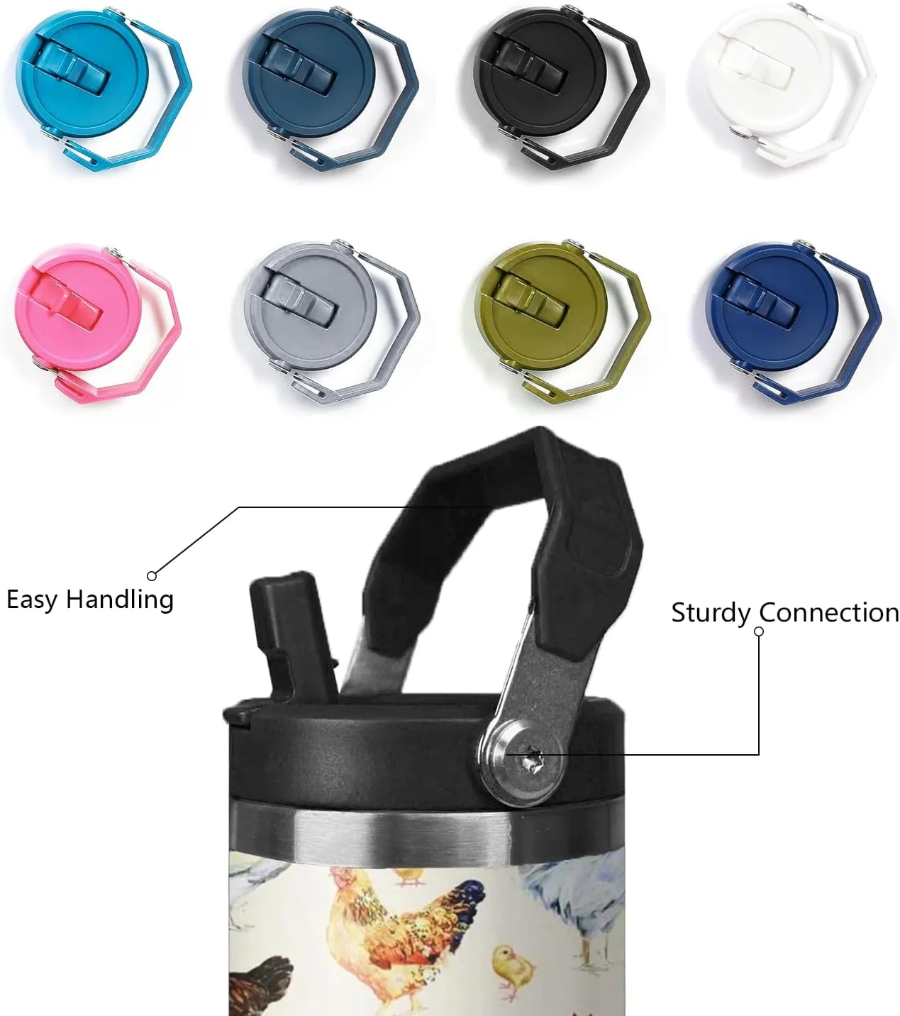 30 oz Flip tumbler with handle,30 oz Chicken Tumbler with lid and Straw,Chicken Stainless Steel Cup Coffee Travel Mug,Chicken Gifts for Chicken Lovers,Rooster Stuff Decor Accessories