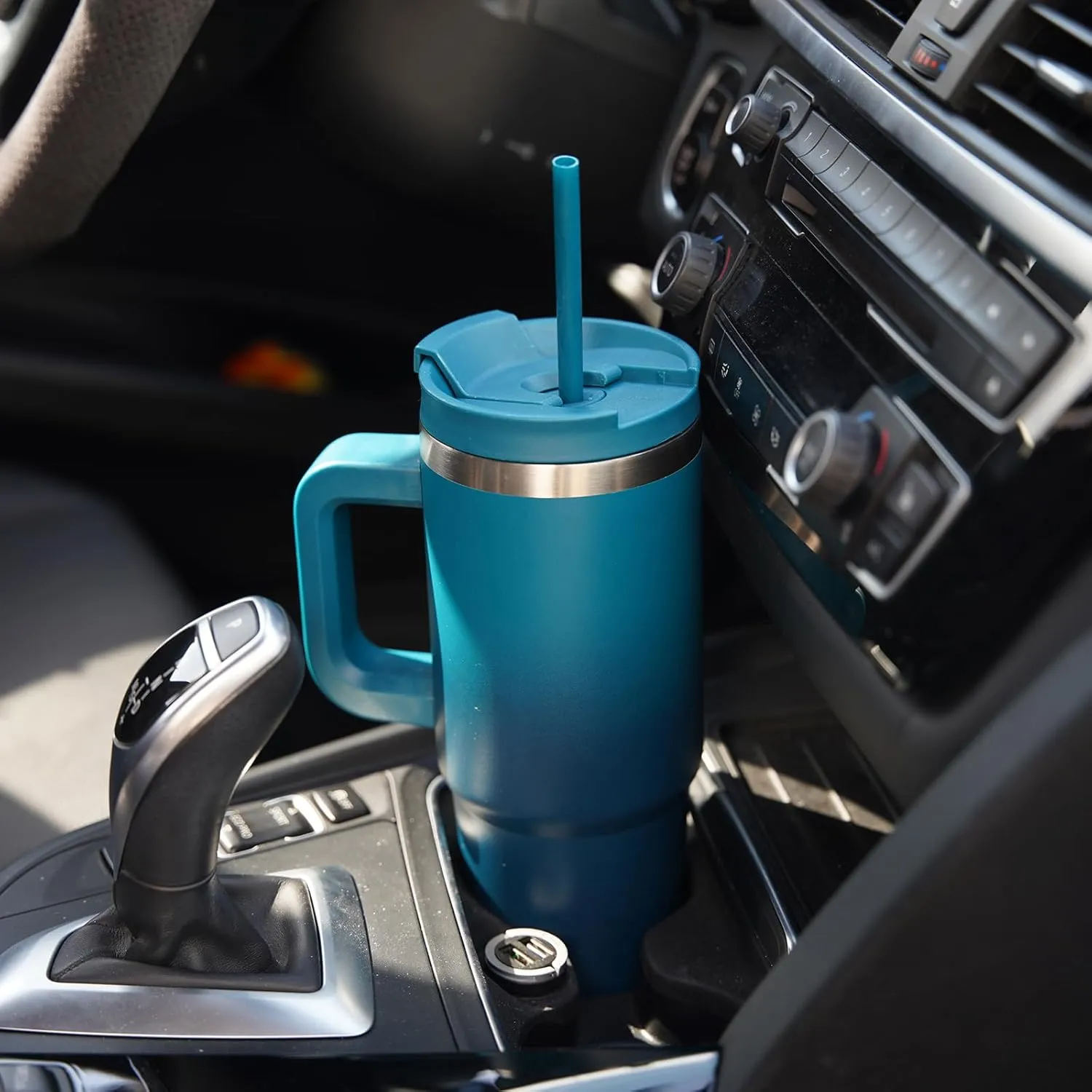 30 oz Tumbler with Handle and 2 Straws,2 in 1 Lid Insulated Water Bottle Stainless Steel Travel Coffee Mug,Lemon