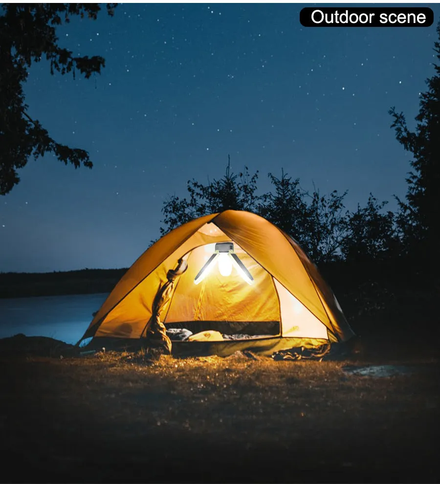 30W Solar Trefoil Foldable 60LED Bulb Camping Lights Rechargeable Camp Tent Hiking Emergency Lantern Light
