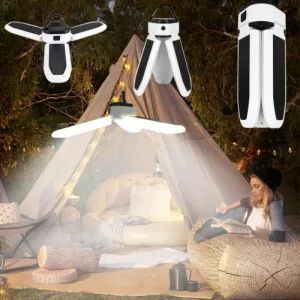 30W Solar Trefoil Foldable 60LED Bulb Camping Lights Rechargeable Camp Tent Hiking Emergency Lantern Light