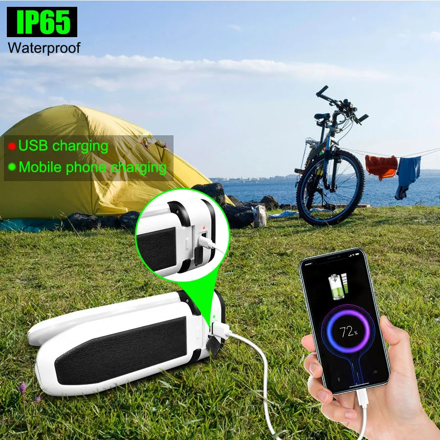 30W Solar Trefoil Foldable 60LED Bulb Camping Lights Rechargeable Camp Tent Hiking Emergency Lantern Light