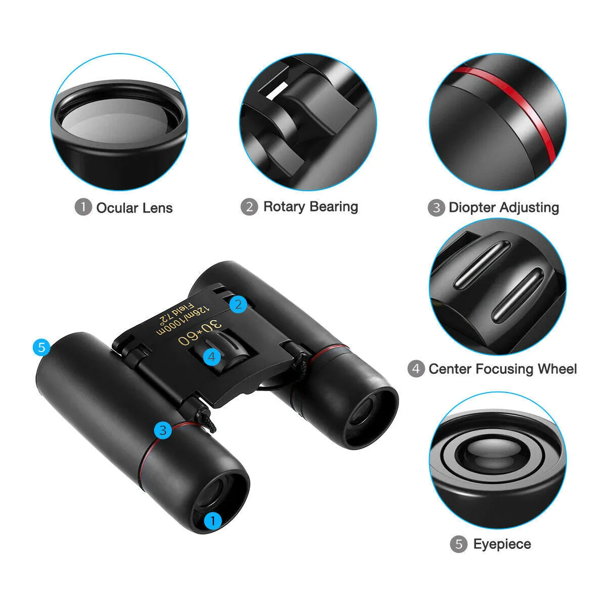 30x60 Compact Binoculars for Outdoor Travel & Bird Watching