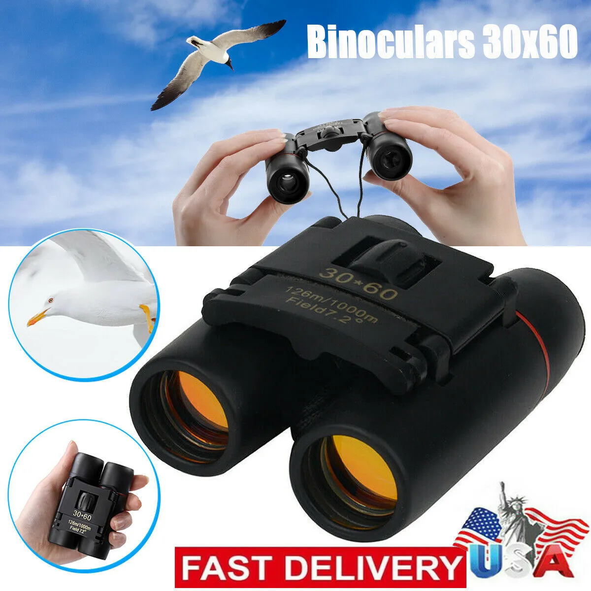 30x60 Compact Binoculars for Outdoor Travel & Bird Watching