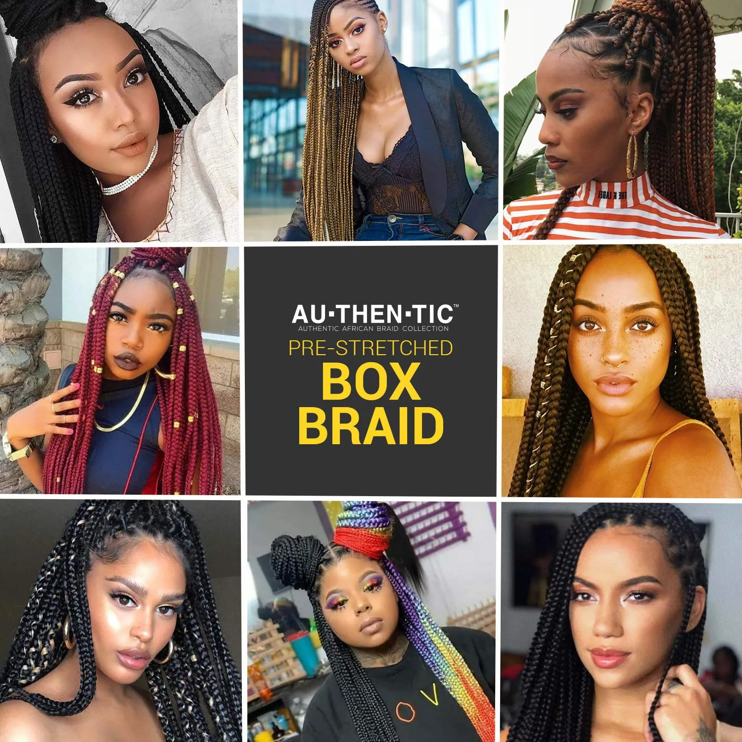 32 Inch 7 Pack AU-THEN-TIC Box Braid Crochet Hair Crochet Box Braids Hair Mambo Twist Braiding Pre-Stretched Pre Looped Synthetic Hair Extensions (32 Inch (Pack of 7), 2 (Dark Brown))