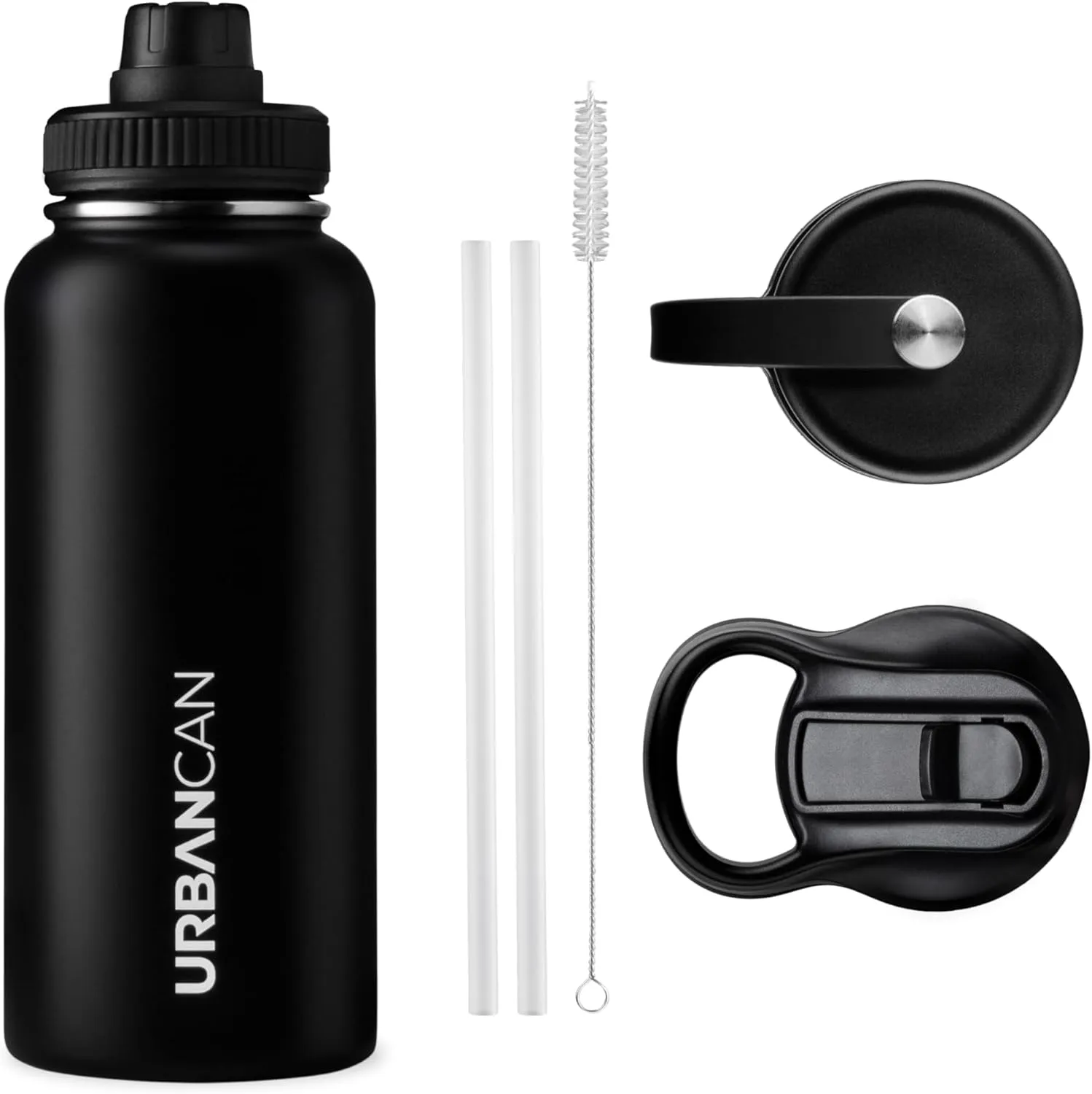32 oz Insulated Water Bottle with Straw, Chug & Cap Lids - Drink In Style with Stainless Steel Water Bottles for Sports, Gym & Travel - Premium Double Walled Thermos Flask - Street Lights