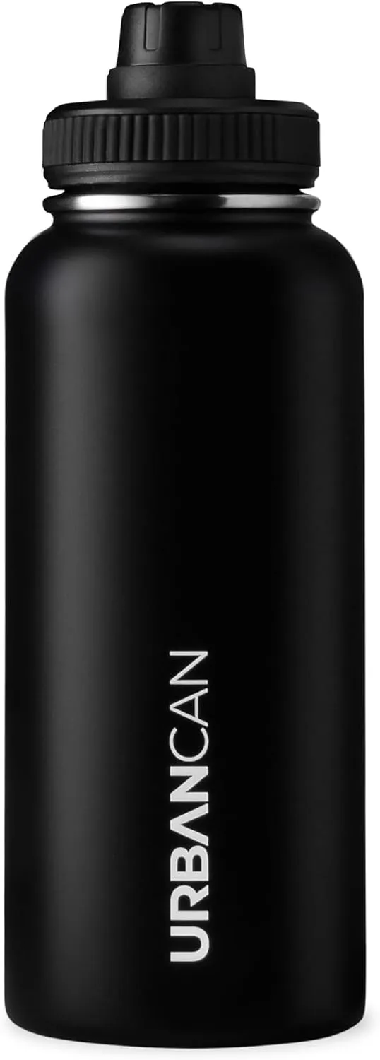 32 oz Insulated Water Bottle with Straw, Chug & Cap Lids - Drink In Style with Stainless Steel Water Bottles for Sports, Gym & Travel - Premium Double Walled Thermos Flask - Street Lights