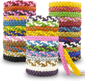 36 Pack Mosquito Repellent Bracelets, PU Leather Insect & Bug Repellent Wrist Bands for Kids & Adults Outdoor Camping Fishing Traveling
