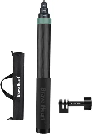 36cm to 3m Invisible Selfie Stick (Rotation Locking System) Long Carbon Fiber Pole Waterproof Extension Stick for GoPro Max Hero 12 11 10 9 8 7 for Insta360 ONE X4 X3 R RS X Insta 360 GO 2 3(Green)