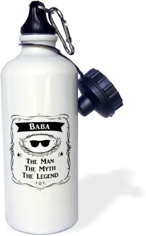 3dRose Straw Water Bottle Baba the Man The Myth The Legend Dad Father in Arabic Chinese Bengali - 21oz