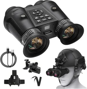 3DVR Head Mounted Night Vision Binoculars for Adults, Night Vision Goggles for Adults with 4K Video & 8K Photos, 3D Giant Screen, 6X Digital Zoom
