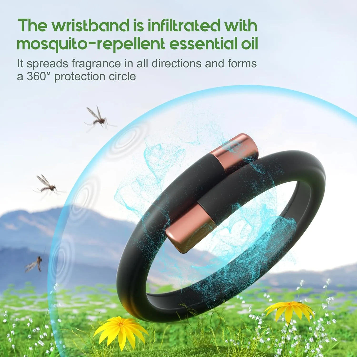 4 Pack Mosquito Repellent Bracelets - DEET-Free Bug Repellent Bracelets for Kids & Adults, Individually Wrapped Adjustable Insect Repellent Wristbands, Protection for Outdoor Activities