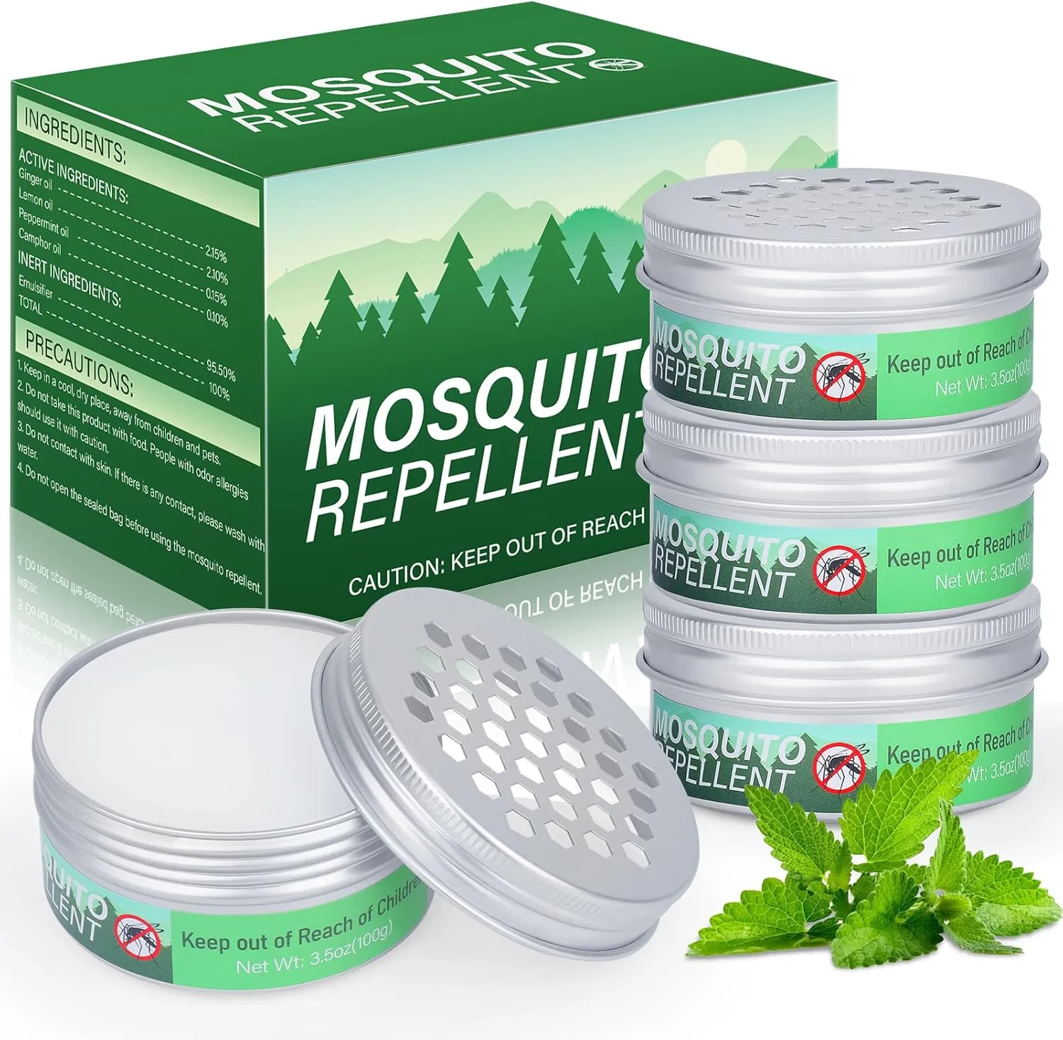 4 Pack Mosquito Repellent - Natural Powerful Mosquito Repellent for Patio Yard Home Room Indoor Outdoor Travel Camping, Mosquito Deterrent Keep Mosquito Away Ticks and Gnats