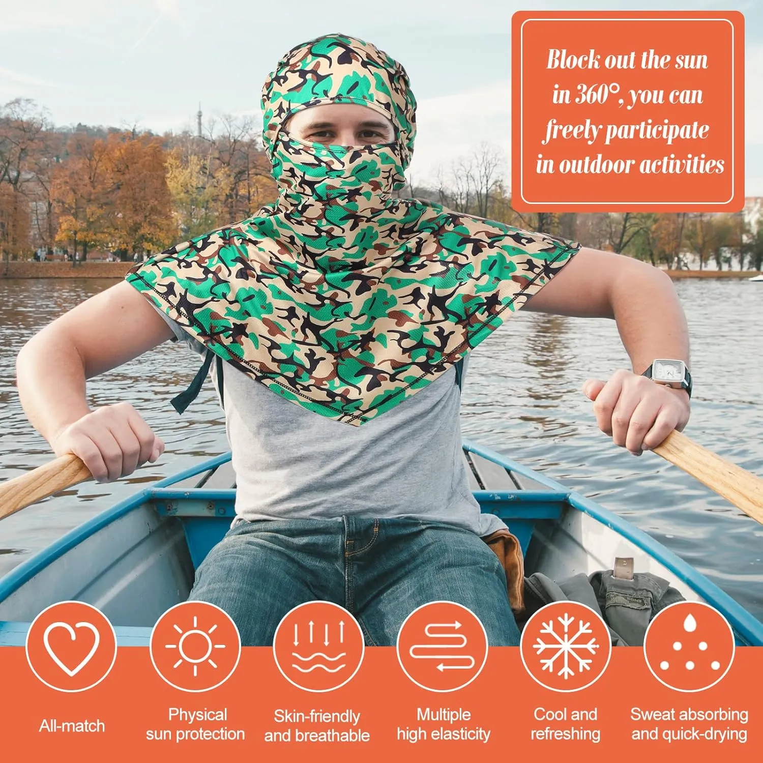 4 Piece Balaclava Face Covering Summer Balaclava Sun Protection Long Neck Cover for Men Women