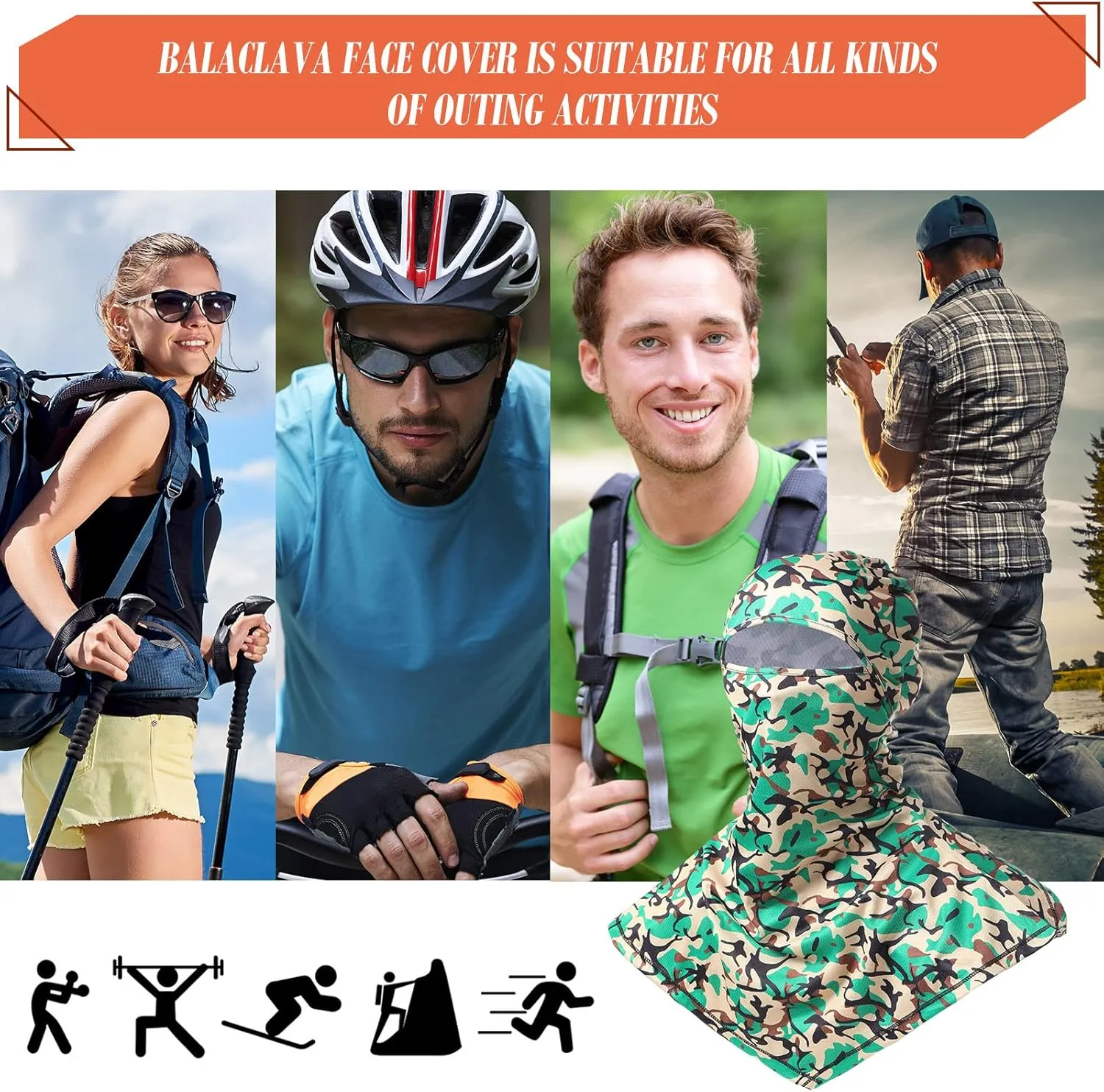 4 Piece Balaclava Face Covering Summer Balaclava Sun Protection Long Neck Cover for Men Women