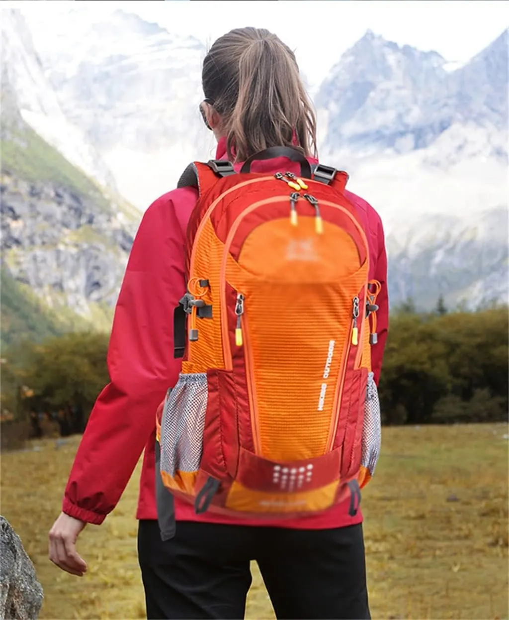 40L Camping Backpack Travel Hiking Backpack Outdoor Bag with Rain Cover(E)