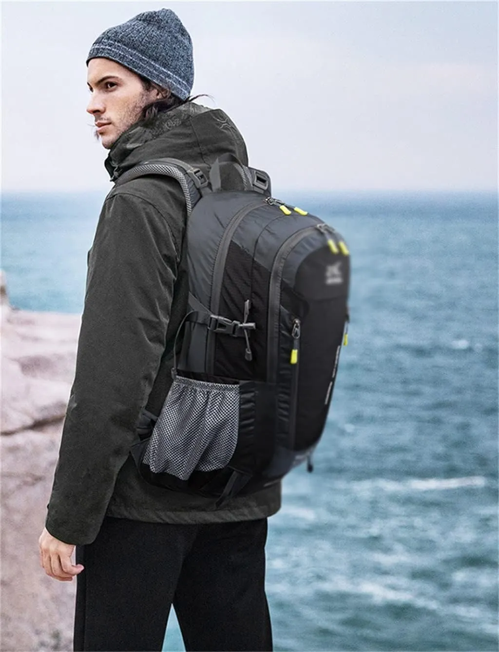 40L Camping Backpack Travel Hiking Backpack Outdoor Bag with Rain Cover(E)