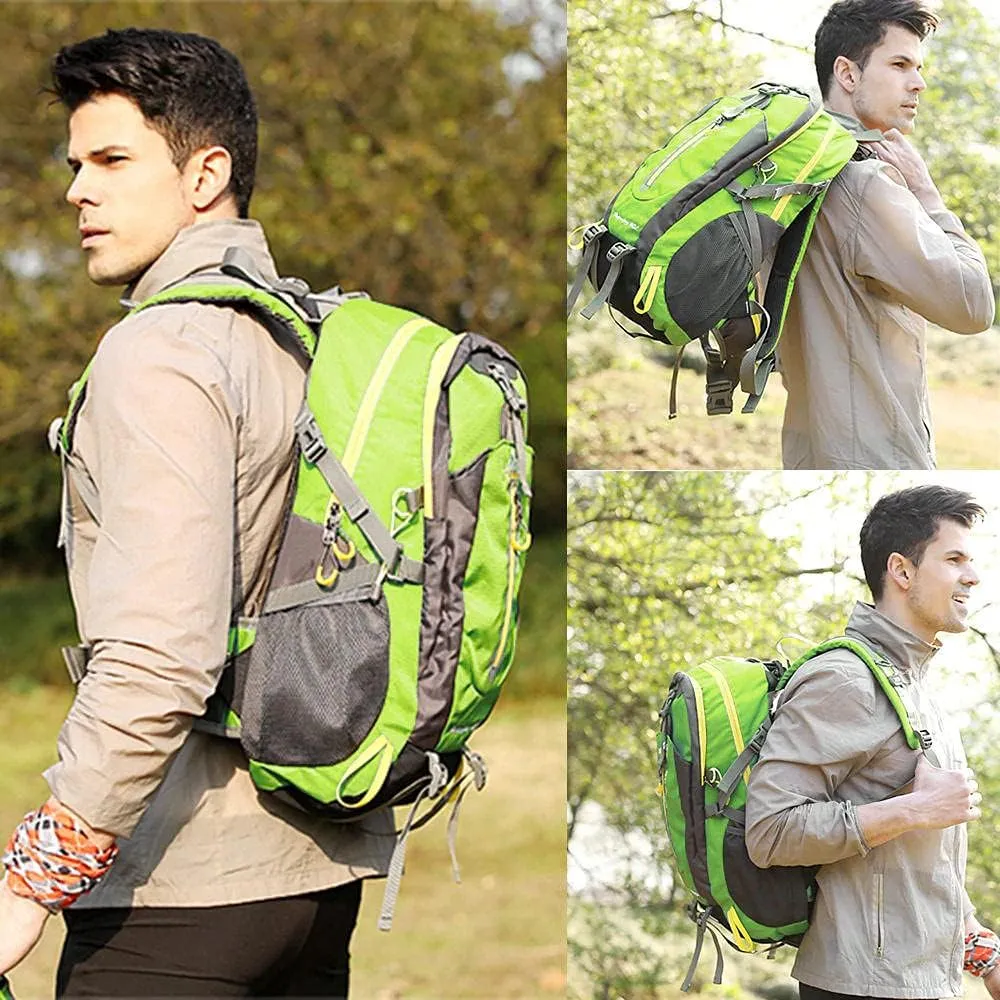 40L Waterproof Climbing Rucksack Travel Hiking Backpack Laptop Daypack Trekking Backpack Outdoor Men Women Sport Bag-Black Red