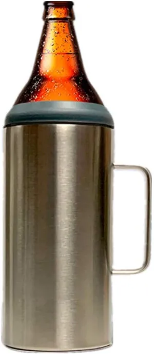 40oz stainless steel cooler, double walled vacuum insulated bottle holder&keeper (Silver)
