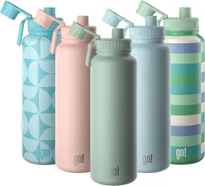40oz Stainless Steel Sports Bottle with Triple Insulation & Copper Lining – Keeps Drinks Cold for 18 Hours & Hot for 6 – Threaded Lid with Attached Cap, Carrying Handle and Sweat-Free (Mint Green)