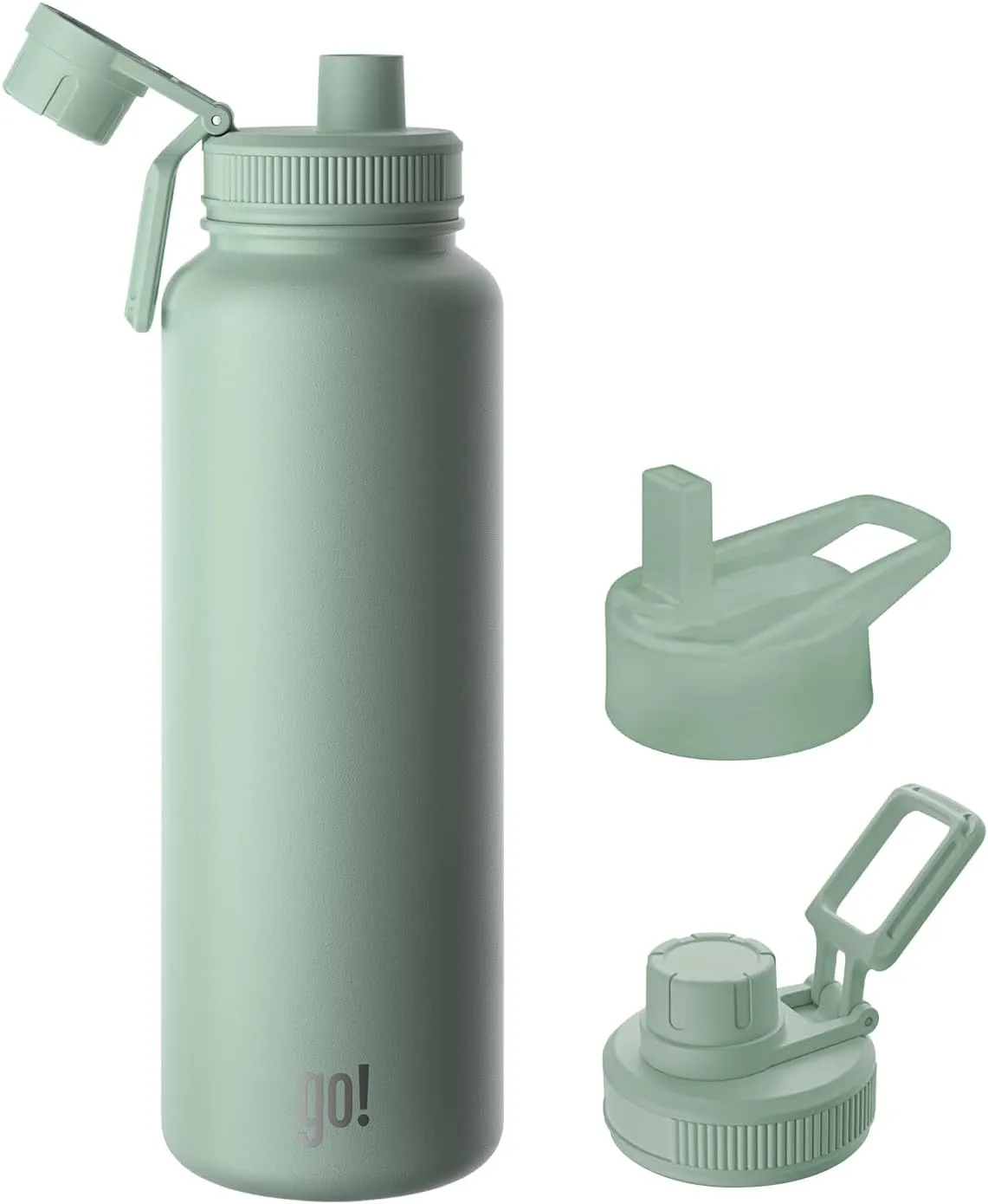 40oz Stainless Steel Sports Bottle with Triple Insulation & Copper Lining – Keeps Drinks Cold for 18 Hours & Hot for 6 – Threaded Lid with Attached Cap, Carrying Handle and Sweat-Free (Mint Green)