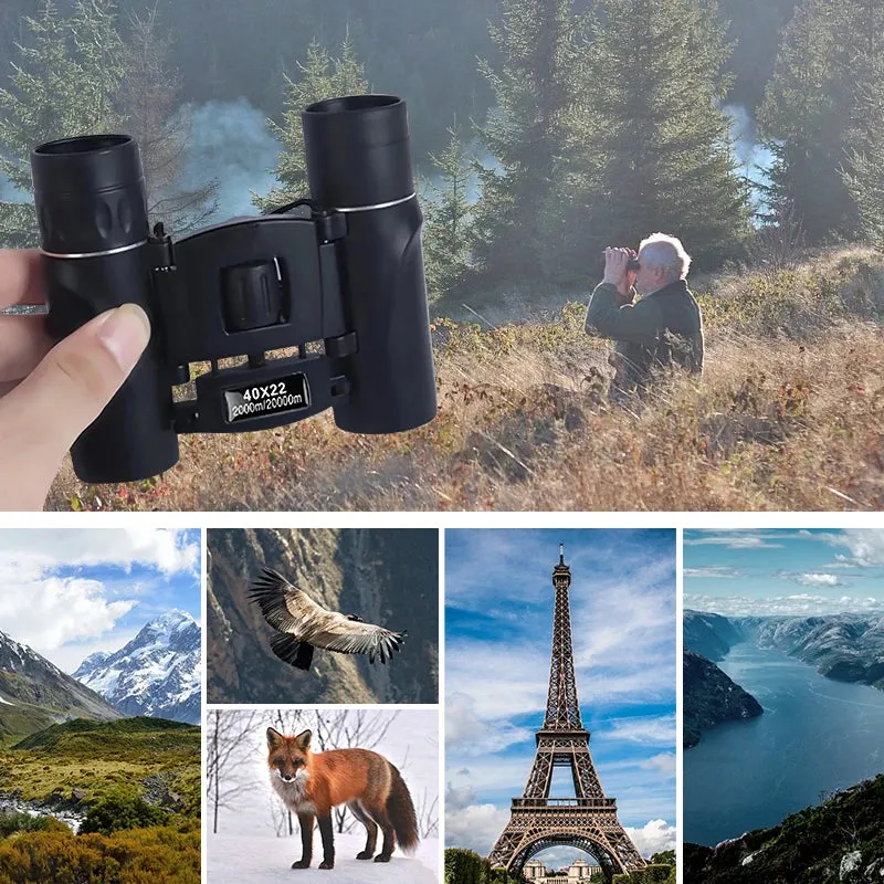 40x22 HD Powerful Binoculars Long Range Folding Mini Telescope for Hunting and Outdoor Use