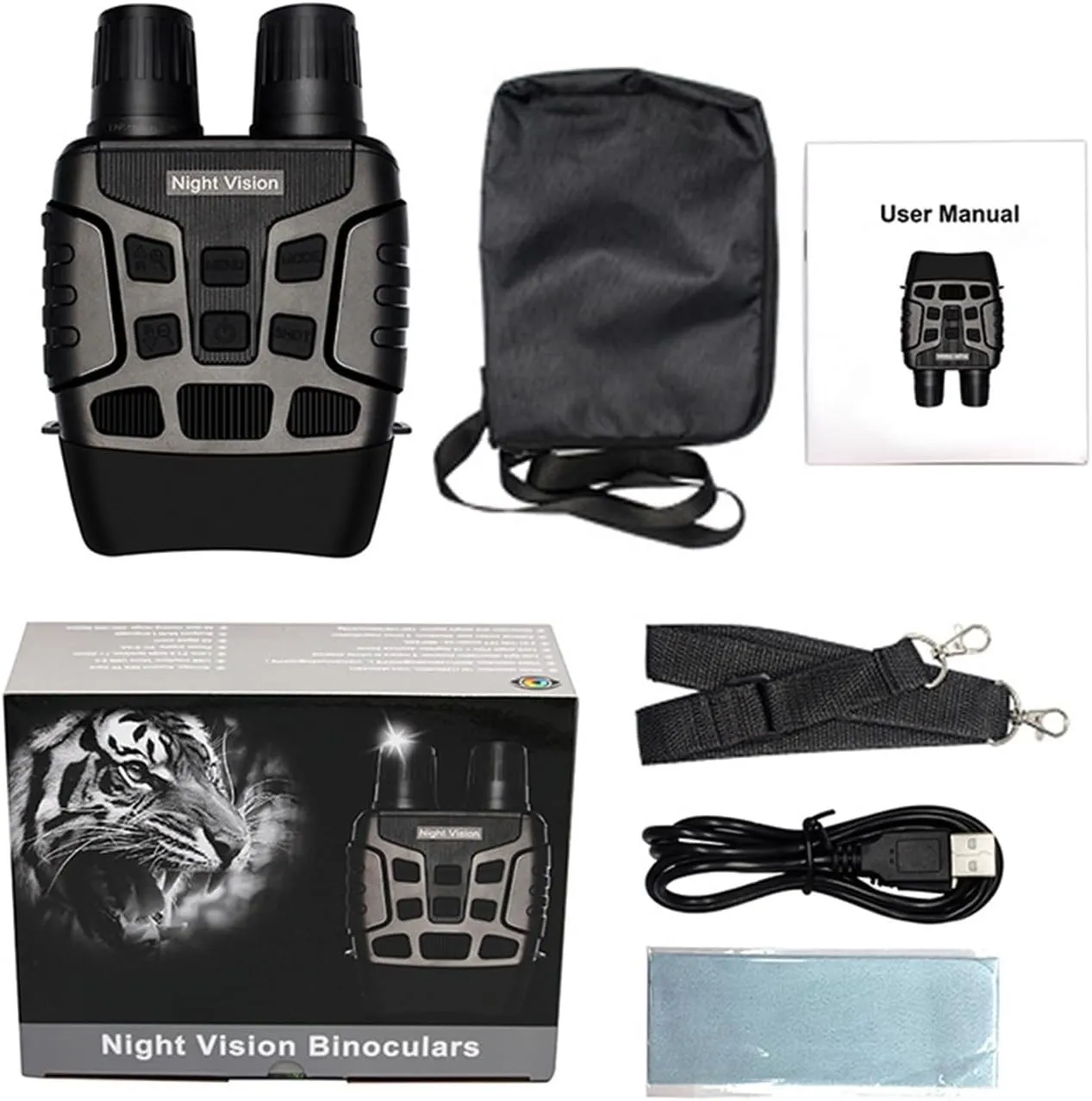 4K HD Night Vision Binoculars, IP56 Waterproof, 300m Viewing Range, Dual Infrared Night Vision, Ideal for Wildlife Observation, Security Patrol, Outdoor Exploration & Camping