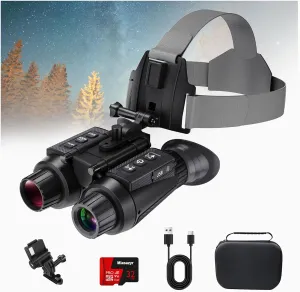 4K Night Vision Binoculars for Adults, Head-Mounted 3D Night Vision Goggles Camera with 8X Digital Zoom & 7-Level Infrared for Camping, Hiking